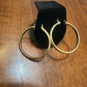 Elegant 925 yellow silver Hoop Earrings